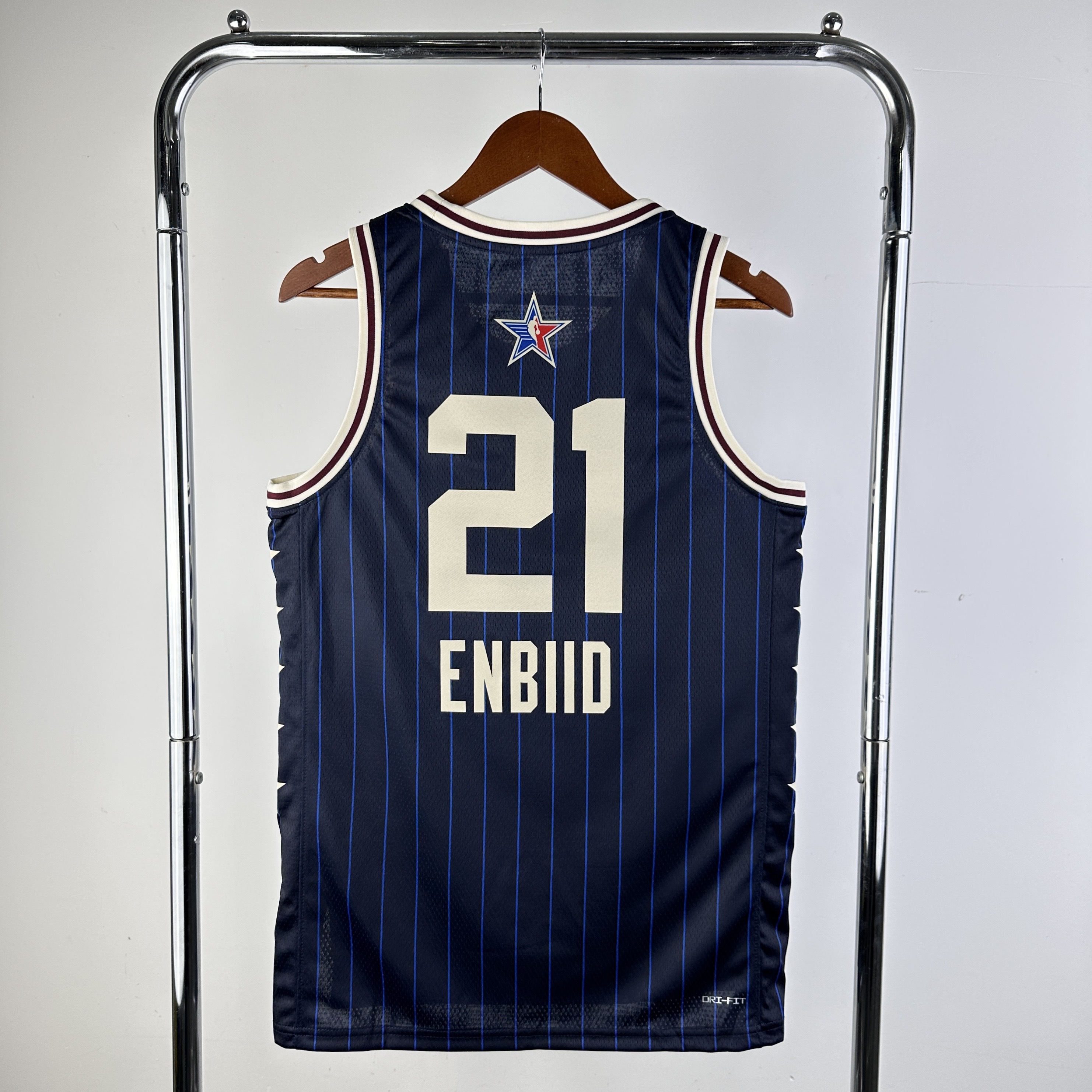 Men All-star season 21 Enbiid Blue Stripe 2024 NBA Jersey